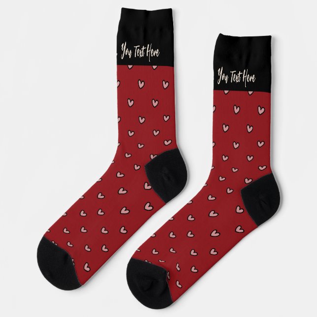 Stylist Niedlich Sweet Red Heart Muster Monogramm Socken (Linkes Detail)