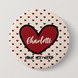 Stylist Niedlich Sweet Red Heart Pattern Monogramm Button