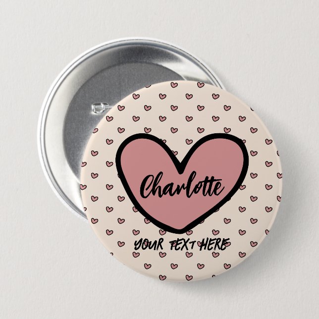 Stylist Niedlich Sweet Red Heart Pattern Monogramm Button (Vorne & Hinten)