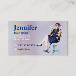 Stylist Pearl Foto Business Card mit QR Code Visitenkarte