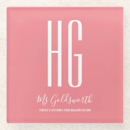 Stylist Personalisiert Korallenrosa Glasuntersetzer
