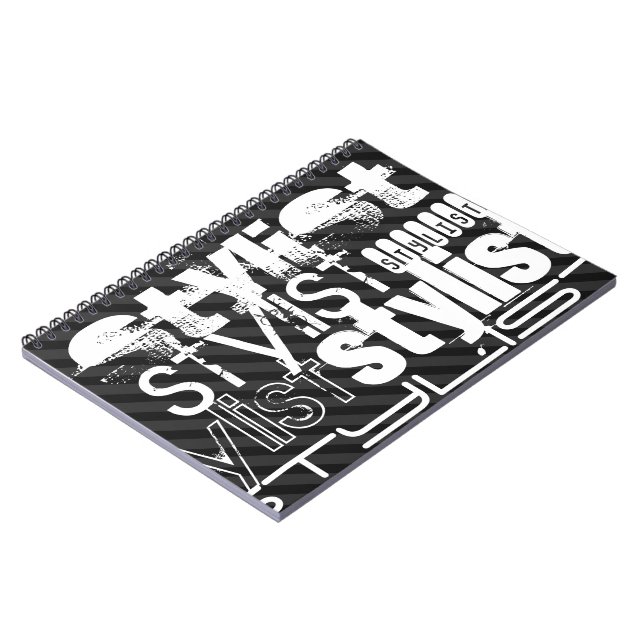 Stylist; schwarz und dunkelgraue Streifen Notizblock (Linke Seite)