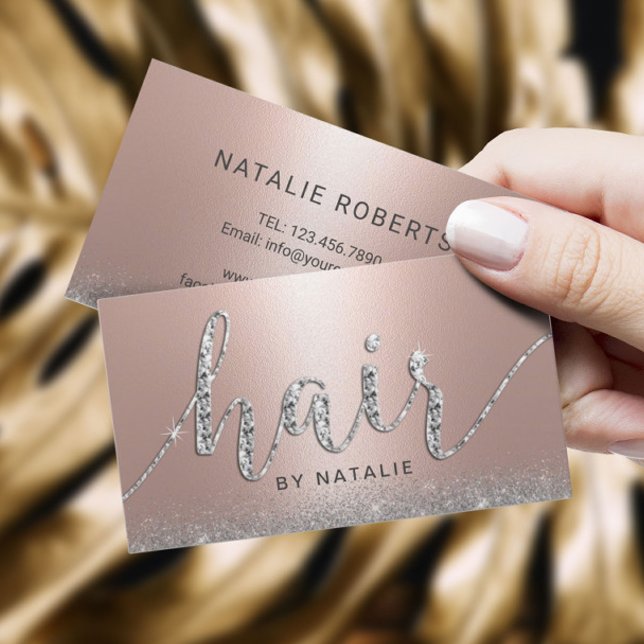 Stylistische Rose Gold Luxus Schönheitssalon Visitenkarte (Von Creator hochgeladen)