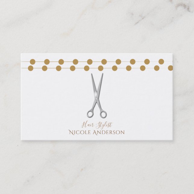 Stylistische Silber-Schere Minimal Chic Gold Visitenkarte (Vorderseite)