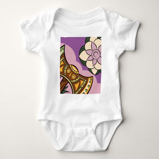 Stylized Axe and Flower Design Baby Strampler (Vorderseite)