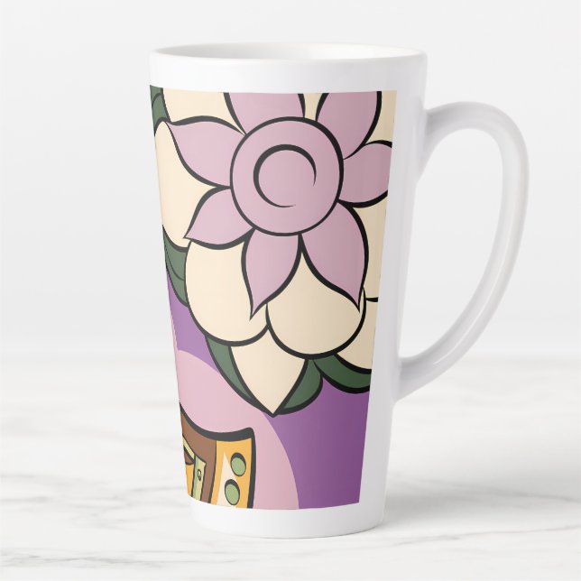 Stylized Axe and Flower Design Milchtasse (Rechts)