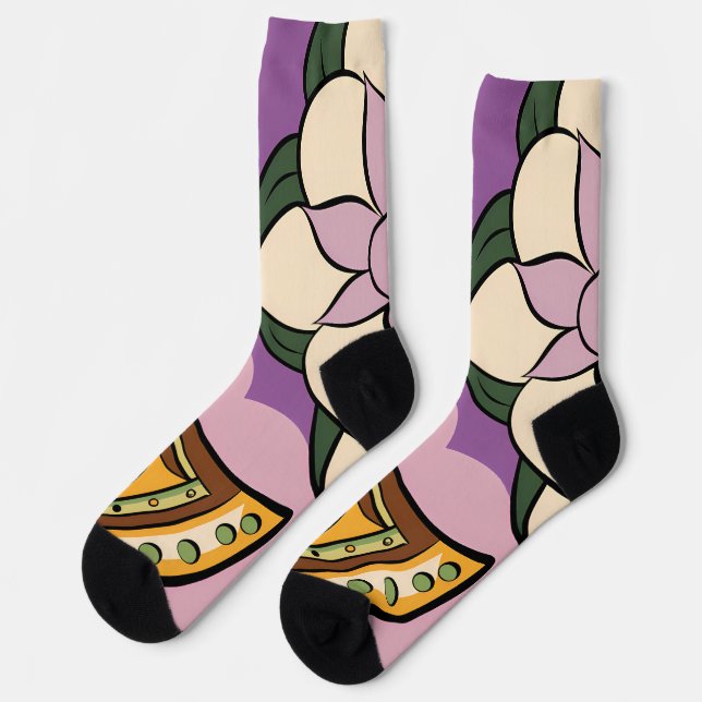 Stylized Axe and Flower Design Socken (Linkes Detail)