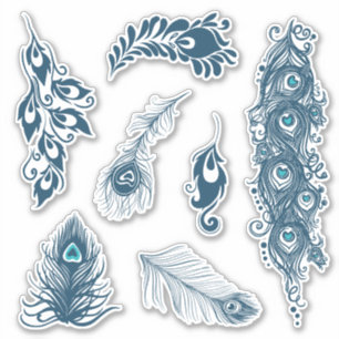 Stylized blauer Pfau-Pfau versieht Vinyl mit Aufkleber