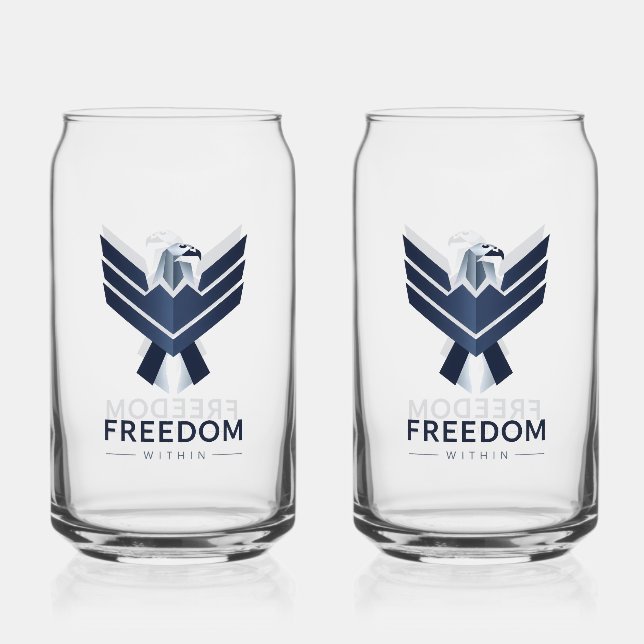 Stylized Blue Eagle "Freedom Within" Dosenglas (Vorderseite)