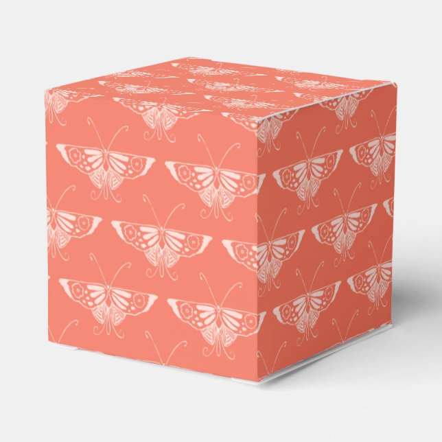 Stylized Deco butterfly - orangefarbene Coral Geschenkschachtel (Rückseite)