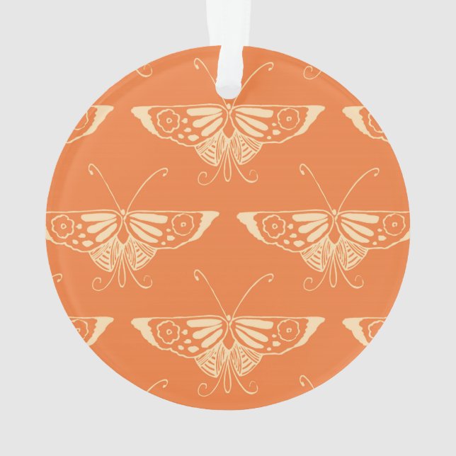 Stylized Deco butterfly - orangefarbene Coral Ornament (Rückseite)
