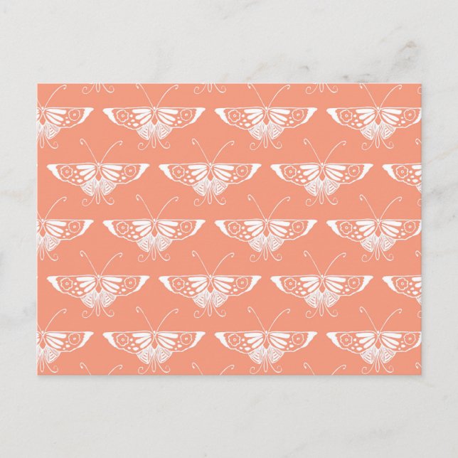 Stylized Deco butterfly - orangefarbene Coral Postkarte (Vorderseite)
