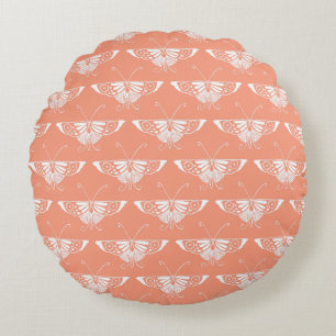 Stylized Deco butterfly - orangefarbene Coral Rundes Kissen