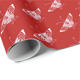 Stylized Dekoschmetterling - chinesisches Rot Geschenkpapier