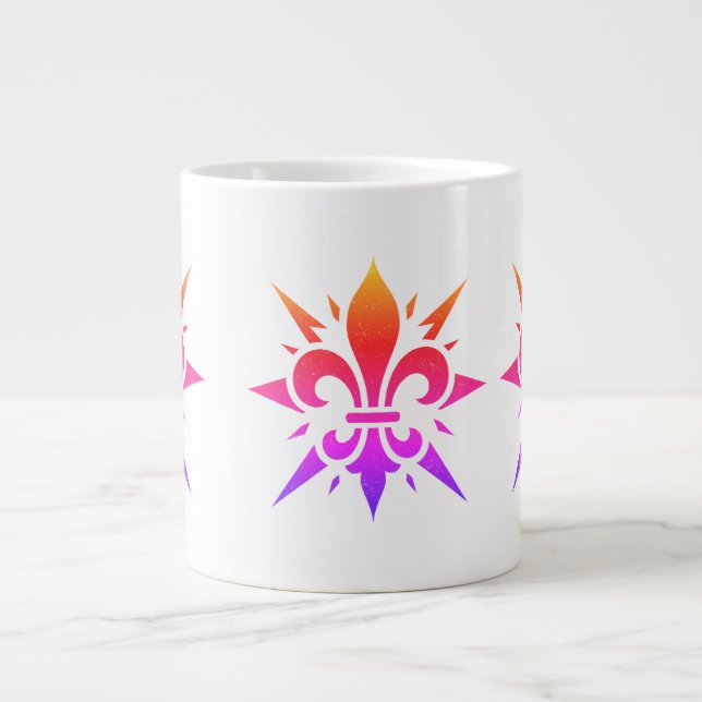 "Stylized Fleur-de-lis" Specialty Mug Jumbo-Tasse (Vorderseite)