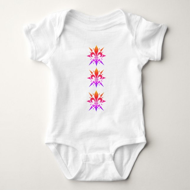 "Stylized Fleur-de-lis" T-Shirt Baby Strampler (Vorderseite)