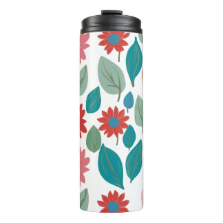 Stylized Floral Garden Pattern Thermosbecher