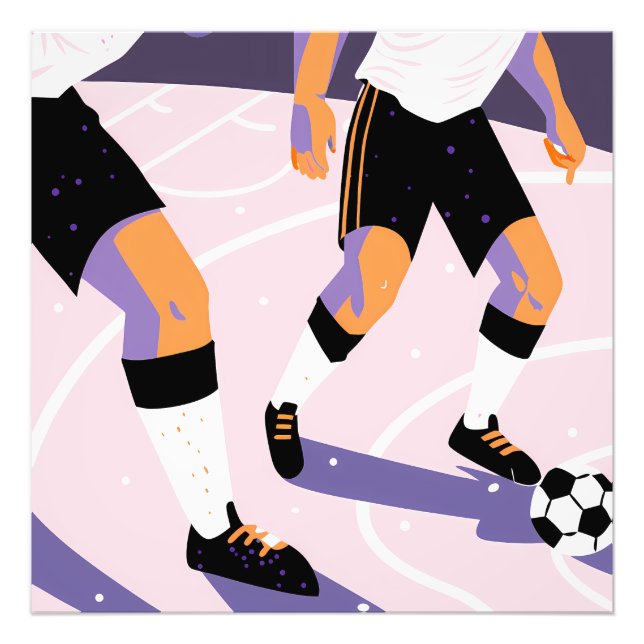Stylized Football Players Dribbling a Soccer Ball Fotodruck (Vorne)