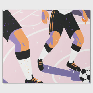 Stylized Football Players Dribbling a Soccer Ball Geschenkpapier