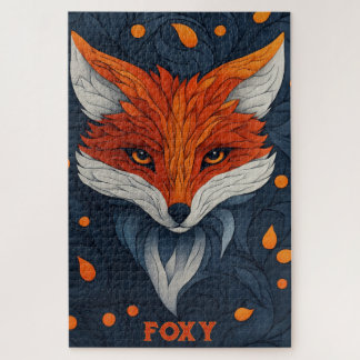 Stylized Fox Illustration with Floral Background Puzzle