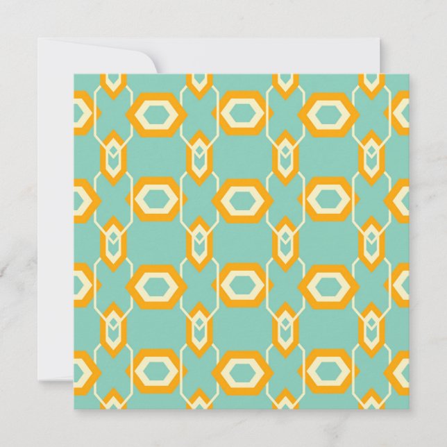 Stylized geometric pattern in bold orange hexagon dankeskarte (Vorderseite)