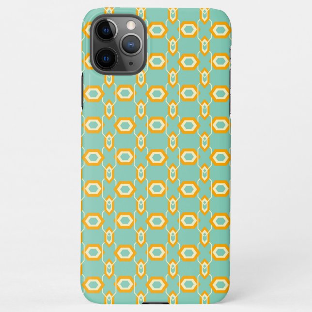 Stylized geometric pattern in bold orange hexagon iPhone hülle (Rückseite)