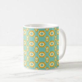 Stylized geometric pattern in bold orange hexagon kaffeetasse