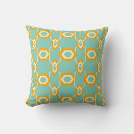Stylized geometric pattern in bold orange hexagon kissen