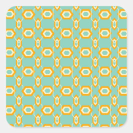 Stylized geometric pattern in bold orange hexagon quadratischer aufkleber