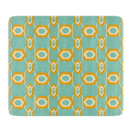 Stylized geometric pattern in bold orange hexagon schneidebrett