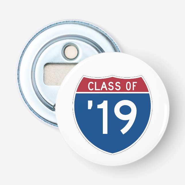 Stylized Interstate sign Class of 2019 Flaschenöffner (Vorderseite)