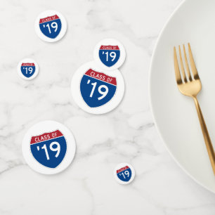 Stylized Interstate sign Class of 2019 Konfetti