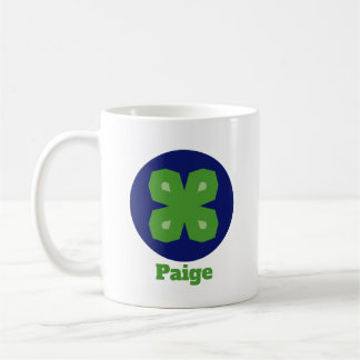 Stylized Lucky Clover in Dark Blue Circle Kaffeetasse