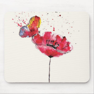 Stylized malte Watercolormohnblumen-Blume Mousepad