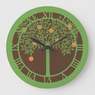 Stylized Orange Tree Große Wanduhr