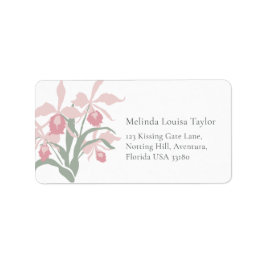 Stylized orchid Cattleya dusty pink address labels Adressaufkleber
