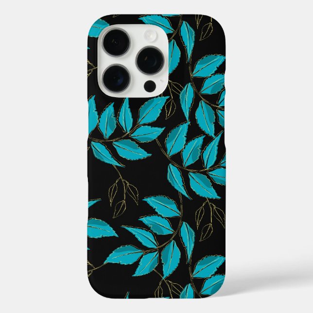 Stylized pattern featuring clusters of blue leaves Case-Mate iPhone hülle (Rückseite)