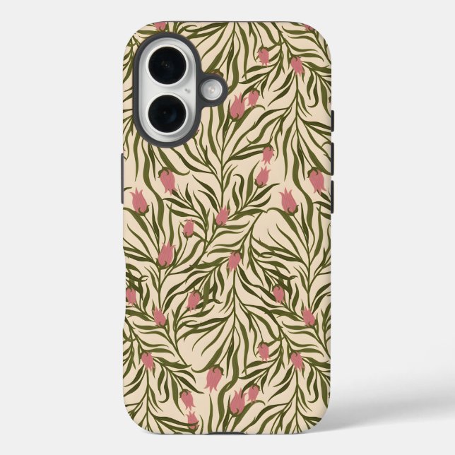 Stylized pink bell-shaped floral pattern Case-Mate iPhone hülle (Rückseite)