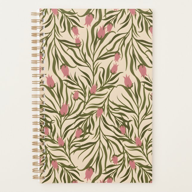 Stylized pink bell-shaped floral pattern planer (Vorderseite)