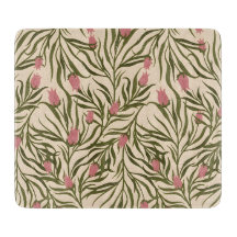 Stylized pink bell-shaped floral pattern