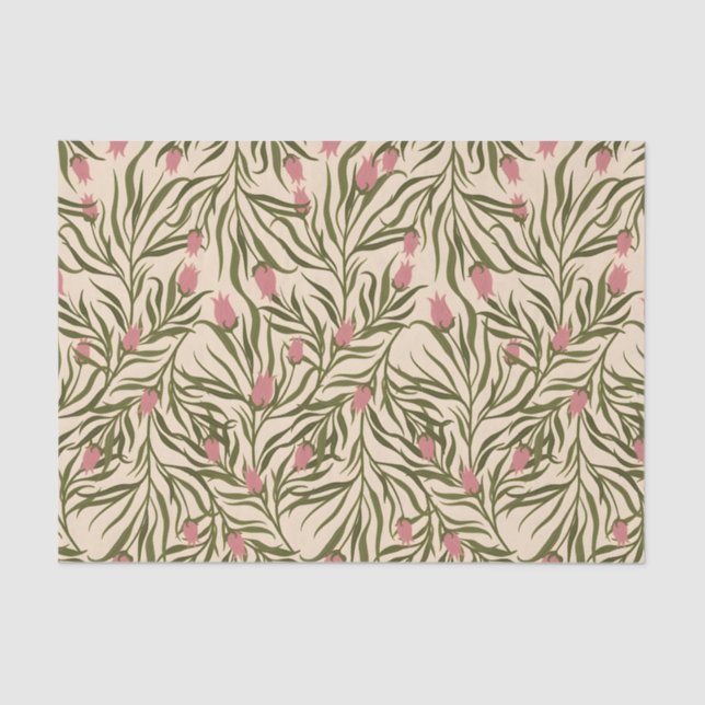 Stylized pink bell-shaped floral pattern seidenpapier (Vorderseite)