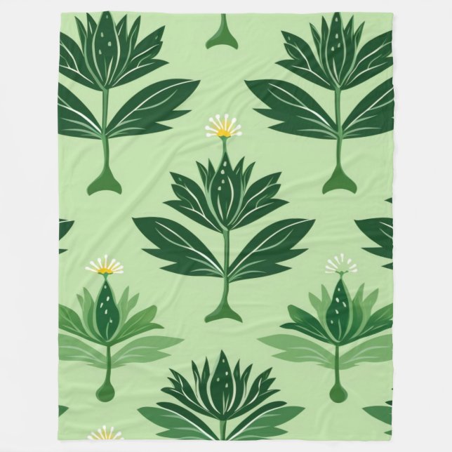 Stylized Plant Pattern – Harmony in Green Fleecedecke (Vorderseite)