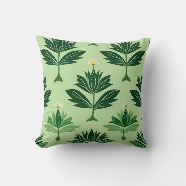 Stylized Plant Pattern – Harmony in Green Kissen (Vorderseite)