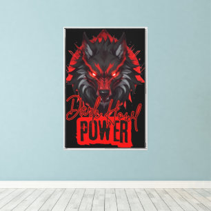 Stylized Red Wolf Dunkle Howl Energy Leinwanddruck