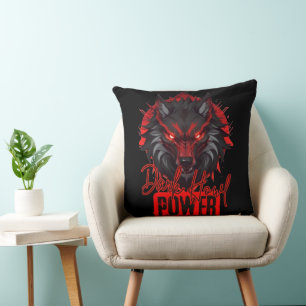 Stylized Red Wolf Mächtige dunkle Howl Art Kissen