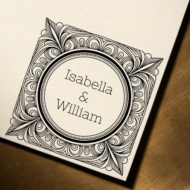 Stylized Scrollwork Couple Self-Inking Stamp Permastempel (Von Creator hochgeladen)
