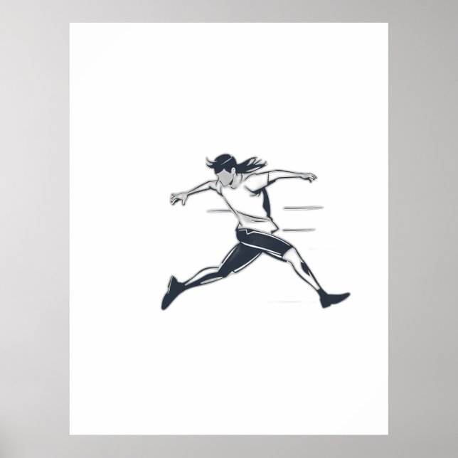 Stylized Silhouette of a Person Running Fast Poster (Vorne)