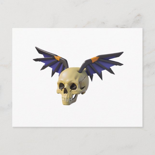 Stylized Skull with Angular Colorful Wings Postkarte (Vorderseite)