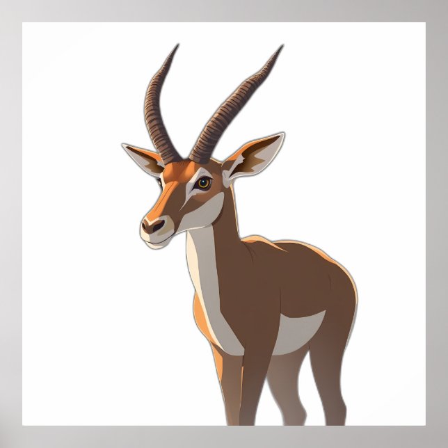 Stylized Springbok Antelope Full Body Illustration Poster (Vorne)
