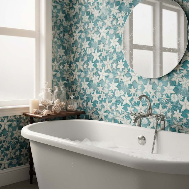 Stylized Starfish & Sand Dollars Pattern#25 ID1009 Tapete (Von Creator hochgeladen)